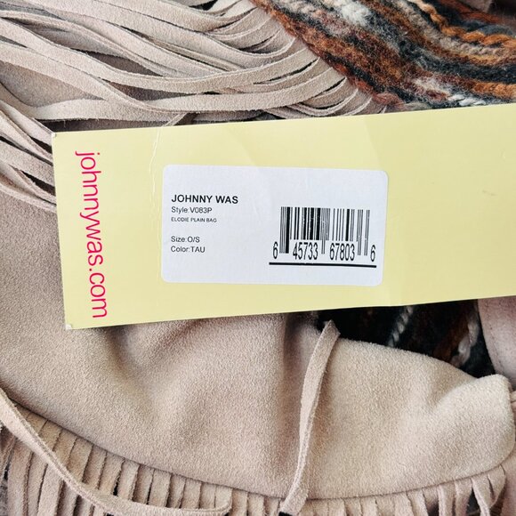 Johnny Was Bag Purse Elodie Suede Leather Fringe Boho Western Rodeo Textured EUC - Picture 11 of 17
